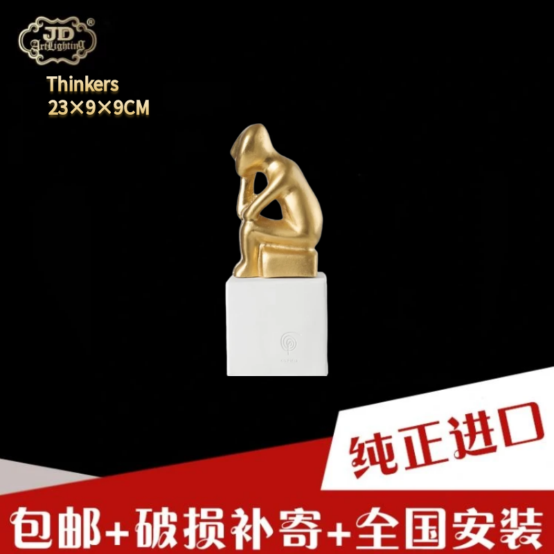 现货希腊工厂原装进口粉色黑色金色白色宝蓝色思考者手工陶土摆件